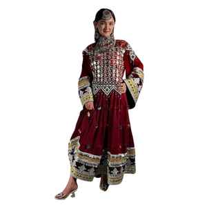 Vente flash Robe afghane kutchi longue jusqu'au sol respirante grande taille pour femmes Style ethnique Fait à la main Traditionnel Col rond Décontracté Soirée - Product Image 1