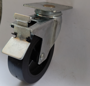 Roulettes industrielles robustes en caoutchouc élastique noir de 3 pouces, plaquées zinc, fixées ou pivotantes, pour chariot en fer, capacité 50-150 kg - Product Image 5