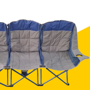Gray Blue 3-seat Folding Camping <b>Chair</b> with Load Capacity of 480kg, Suitable for Traveling with Family - Product Image 3