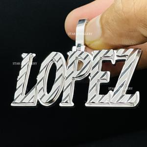 Pendentif Lettre Unisexe Hip Hop Personnalisé en Or 10K Plaqué Rhodium avec Diamant Taillé sur Mesure - Product Image 5
