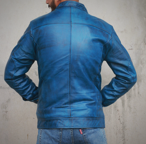 แจ็กเก็ตหนังสำหรับผู้ชาย, แจ็กเก็ตหนังสีพื้นเสื้อแจ็คเก็ตลำลองเรียบง่ายยอดนิยมสำหรับฤดูใบไม้ร่วง - Product Image 4