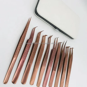 แหนบต่อขนตาแบบมืออาชีพ สีโรสโกลด์ ทำจากสแตนเลส ปลายไฟเบอร์สำหรับต่อขนตาแบบวอลุ่ม พลาสมา พร้อมโลโก้สั่งทำ - Product Image 3