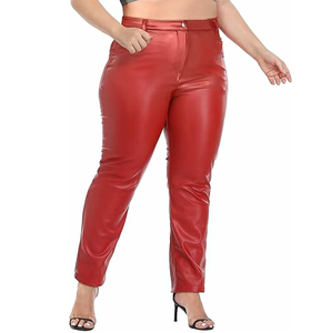High Quality Ladies Original PU Leather Pants Stylish Breathable Women's Pants Button Decoration Mid Waist for Winter Fashion - Product Image 5