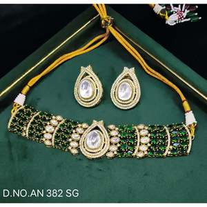 Collar Mojisanite con Corte de Pera y Engaste de Bisel, Estilo Mehandi, para Eventos Culturales y Celebraciones Especiales para Mujeres, Modelo 382 SG/D-4 - Product Image 5
