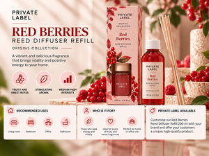 Recarga de Difusor de Aromas con Varillas de Bayas Rojas de Marca Privada 200ml + Varillas OEM |   Fragancia para el Hogar Dulce y Afrutada |   Hecho en España, UE - Product Image 3