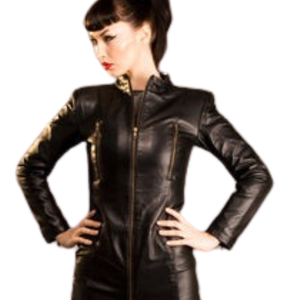 Vestido de Cuero Estilo Oppressor para Mujer, Negro, Cierre Frontal, Manga Larga, Estilo Fetiche Gótico, Ropa de Club - Product Image 5