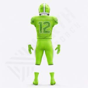 Uniforme de football américain jaune et gris, manches longues, col en V, ensemble, logo personnalisé, numéro, vêtements de performance, taille plus - Product Image 2