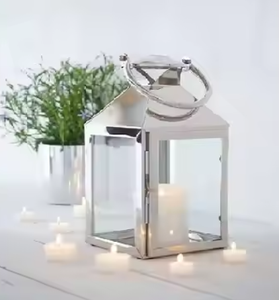 ตะเกียงเทียนทรงสี่เหลี่ยมพิมพ์ตัวอักษรแบบ Letterpress ทำจากโลหะคุณภาพสูงเคลือบเงาสีเงิน งานฝีมืออินเดีย สำหรับตกแต่งบ้าน - Product Image 1