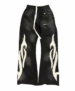 Pantalones Deportivos de Algodón Ligero y Transpirable para Hombre, Corte Recto, Lavado Oscuro Personalizado, de Alta Calidad, con Forro Polar Elástico de 220g - Product Image 5