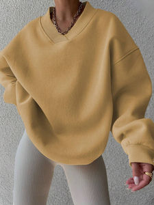 เสื้อสเวตเชิ้ตผู้หญิงแบบลำลองสำหรับฤดูหนาว ผลิตตามสั่ง (OEM)  โลโก้ด้านหน้า ระบายอากาศได้ดี ไม่หดตัว ดีไซน์บุซับใน สีและขนาดตามสั่ง ราคาประหยัด - Product Image 3