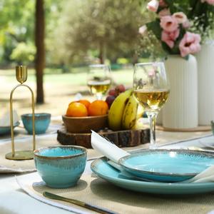 Juego de Platos de Cerámica Aqua Coastal con Detalles Rústicos en el Borde, Acabado Brillante y Construcción Duradera para Experiencias Culinarias Vibrantes - Product Image 3