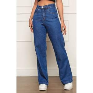 Jean large taille haute en denim bleu crépuscule pour femme, tricoté 100 % coton, respirant, écologique, style vintage décontracté pour l'été - Product Image 1