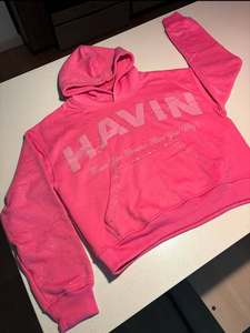 Sweat à capuche unisexe surdimensionné pour l'hiver Vente en gros Tissu lourd en coton biologique mélangé Acid Wash Puff Printed Rhinestone Design - Product Image 3