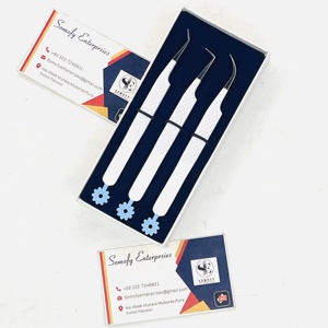 Pinces à épiler professionnelles en acier inoxydable, pointe en fibre à prise diamantée nano, 45/75/90 degrés, pinces à épiler pour extensions de cils en volume - Product Image 6