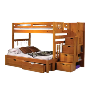 Hot Selling TANDHY NUSANTARA Modern Kid's Bedroom Furniture Solid Wood Bunk <b>Bed</b> <b>Double</b> with <b>Storage</b> Made in Indonesia - Product Image 2