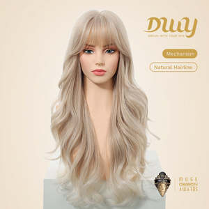 Pre-Order Ines-DWY MiraScalp Free Part Wavy Blonde Synthetic <b>Wig</b> with Transparent Lace Realistic Scalp Glueless - Product Image 3
