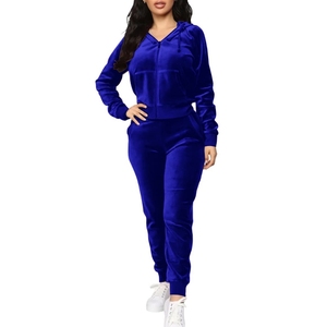 Ensemble de survêtement sportif 2 pièces unisexe à capuche en polaire zippé à manches longues coupe classique pour femme, du fabricant professionnel, le plus vendu - Product Image 5