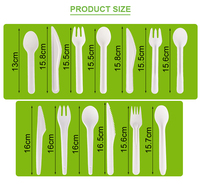 Ensemble de couverts jetables en papier robuste, fourchette, couteau, cuillère, compostables, vente en gros