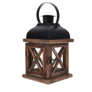 Atractivo Farol de Madera y Metal con Asa para Decoración de Iluminación de Jardín y Balcón del Hogar, Farol Colgante para Navidad - Product Image 2