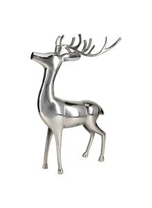 Estatuilla de Reno de plata pulida moderna para Diwali y decoración navideña | Una estatua de ciervo glamorosa para un manto de vacaciones de lujo - Product Image 2