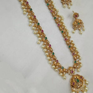 Joyería del templo Kundan DE LA India del Sur, joyería tradicional antigua para boda, joyería para mujer chapada en oro pesado, conjunto de joyería para mujer - Product Image 1