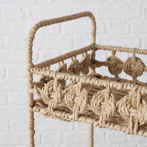 Handcrafted Natural Rattan 2-Tier Mini <b>Shelf</b> / Decorative Standing Wicker Organizer for Kitchen Spices, <b>Desktop</b>, and Bathroom - Product Image 2