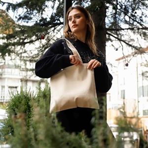 Medium Eco-Friendly Convention Canvas Tote Daily Use Drawstring <b>Bag</b> <b>Long</b> Screen Plain Beach Cooler <b>Bag</b> Fabric <b>Bag</b> Advertising - Product Image 3