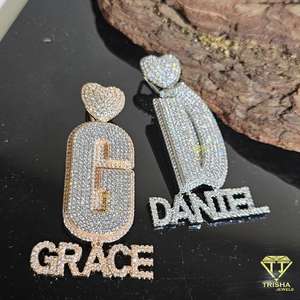 Colgante de letras heladas personalizado con Plata de Ley 925 en diamantes VVS Moissanite, joyería de Hip Hop - Product Image 6