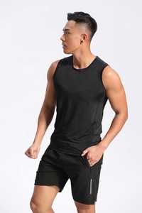 เสื้อคอกลมผ้าถักมัดย้อมสำหรับผู้ชายรัดรูปฟิตเนสแบบลำลองสำหรับใส่ไปยิมเสื้อ100% แขนกุดแห้งเร็วเป็นมิตรกับสิ่งแวดล้อม - Product Image 5