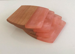 Decorative Glossy Resin & Wooden Coasters Best Selling 100% Natural Wood Made Serving Coasters for Luxury Home Table Decor Mats - Product Image 4