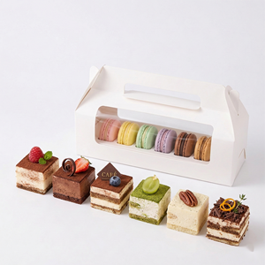 Boîte en carton élégante style pâtisserie avec poignée pour gâteaux Bundt à l'orange, lot de <span class=keywords><strong>2</strong></span> avec fenêtre transparente, motif fruits, emballage - Product Image 5