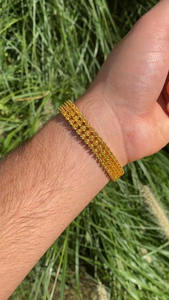 Pulsera de tenis de 3 filas chapada en oro auténtico sólido de 14K, pulsera de oro amarillo sólido para joyería de moda para mujer - Product Image 4