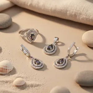 925 Silver Mystic Topaz <b>Fine</b> <b>Jewelry</b> <b>Set</b> Includes Earrings Ring Pendant - Product Image 2