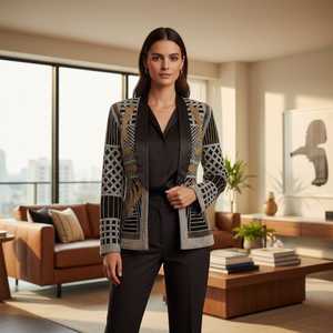 Modern Woven Solid Short Anti-Wrinkle Crystal Blazer <b>Jacket</b> <b>Women</b> Slim Fit V-neck Full Sleeve Business Formal Meetings <b>Smart</b> - Product Image 2