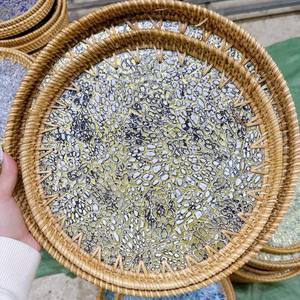 Ensemble de 2 plateaux ronds économiques colorés avec différents motifs de nacre - Product Image 2