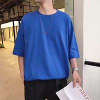 T-shirts surdimensionnés pour hommes T-shirt à col rond à la mode Streetwear T-shirt à manches courtes lourd