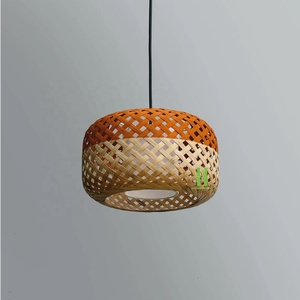 Handmade Natural Bamboo Hanging Pendant Lights Two Tone Colors Rattan Material Home Decor Ceiling <b>Lampshades</b> Vietnam Factory - Product Image 3
