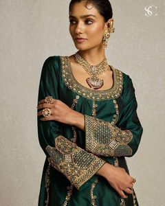 ชุดสูทผ้าไหมไชน์ที่สง่างามสำหรับผู้หญิงปักเลื่อมงานปักและงานตัดเย็บขอบลูกไม้เหมาะสำหรับงานปาร์ตี้และงานรื่นเริง - Product Image 4