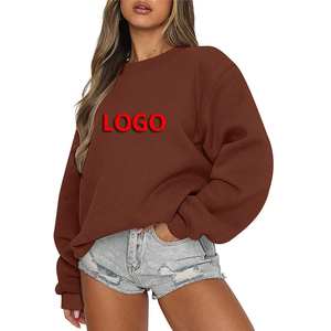 New Fashion Wholesale <b>Long</b> Front Soft Color Blank Drop Shoulder Sleeve Plain French Terry Oversized Crewneck <b>Sweatshirt</b> for - Product Image 2