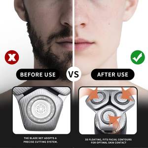 Cabezales de Repuesto para Afeitadora Eléctrica de Triple Cuchilla, Resistentes al Agua IPX7, con Fuente de Alimentación USB, Lavables, para Afeitadoras Rotatorias, Color Plateado - Product Image 3