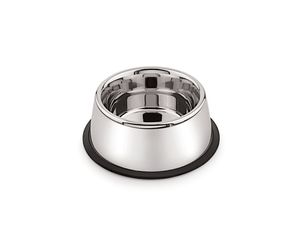 Bol d'alimentation pour animaux de compagnie en acier inoxydable, écologique, avec finition chromée polie miroir, base en caoutchouc antidérapante (bowl pour nourriture et eau pour chien et chat) - Product Image 1