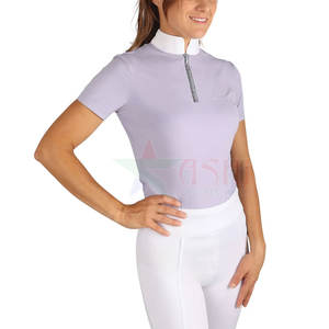 Chemise de compétition équestre haut de gamme pour femmes, imperméable, coupe-vent, en spandex/polyester, avec fermeture éclair - Product Image 6