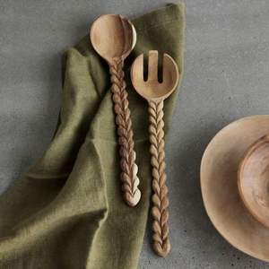Nouveaux ensembles de couverts en bois écologique faits à la main, cuillère et fourchette pour salade, vaisselle naturelle faite à la main, cuillère et fourchette pour la maison, restaurant, vaisselle de table - Product Image 2