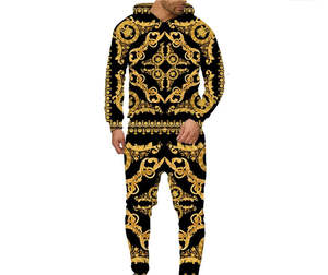 Sweat-shirt à capuche et pantalon de survêtement en coton imprimé pour hommes, vêtements de sport décontractés lourds avec logo personnalisé, mode moderne et élégante, vente en gros - Product Image 3