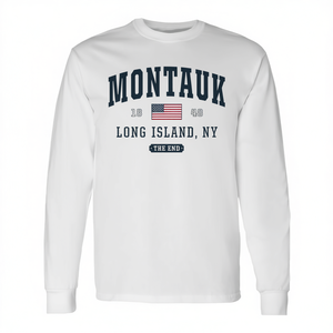 Camiseta de manga larga con bandera de Montauk Long Island, Nueva York, Estados Unidos, The End - Product Image 2