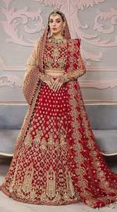 Blusa nupcial elegante para mujer 2025 @, vestido Lehenga & Dupatta con Dabka adornado pesado, perla, piedra, cuentas de cristal funcionan - Product Image 2