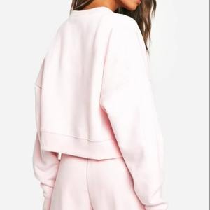 สเวตเตอร์ผ้าฝ้ายสำหรับผู้หญิงเสื้อสเวตเตอร์มีซับในคอกลมผ้าฟลีซทรงโอเวอร์ไซส์แฟชั่นไม่ซ้ำใครออกแบบโลโก้ได้ตามต้องการ - Product Image 2