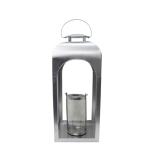 Juego de 2 faroles redondos de acero y vidrio de hierro con mango, Color gris mate, farol Solar de tamaño pequeño para decoración de boda y hogar - Product Image 2