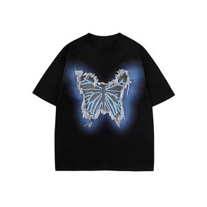 Stock a granel mezcla ropa impresión OEM al por mayor clásico de talla grande hombres algodón camisetas Logo Chenille bordado camisetas - Product Image 6