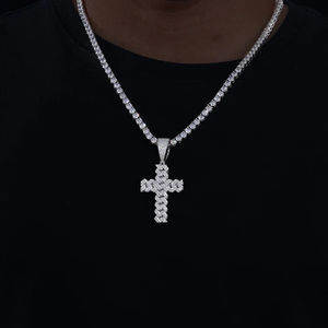 Luxueux Unique Iced Out Lab Grown Pendentif Diamant Hip Hop Femmes Hommes Religions Jésus Christ Argent Croix 925 Pendentif En Argent - Product Image 6